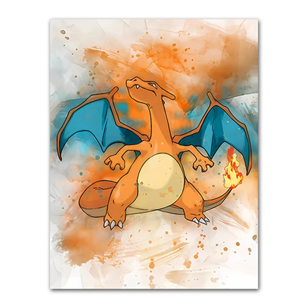 Anime Pokemon Canvas Painting Bulbasaur Charmander Squirtle Poster and Print Watercolor Wall Art Picture Home Decor Kids Gift