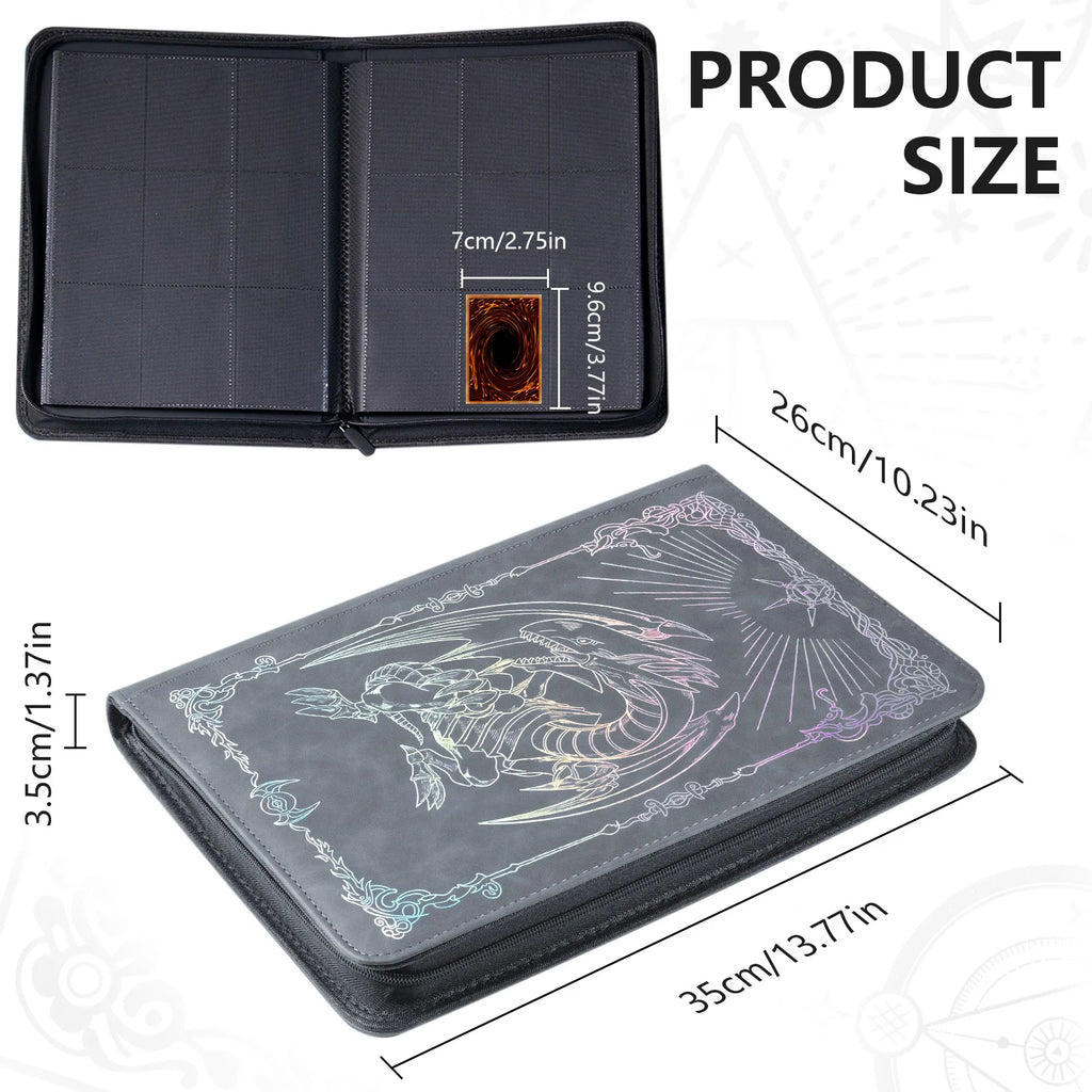 Trading card binder,Ringless Zip laser foiling Binder,540 Double Sided Pocket Collectible Trading Card Albums for yugioh,MTG,