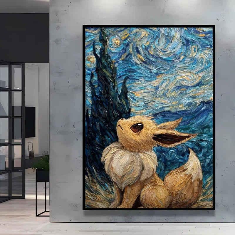 Van Gogh Style Pokemon Pikachu Wall Decoration Multiple Characters Are Available Creating A Unique Artistic Space for Your Home